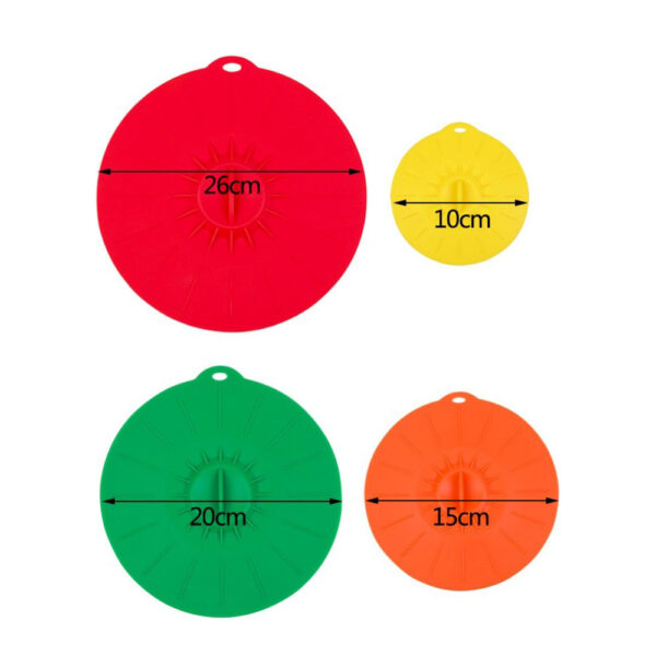 Colorful Silicone 4 lids set from Ø 10cm to Ø 25,7cm