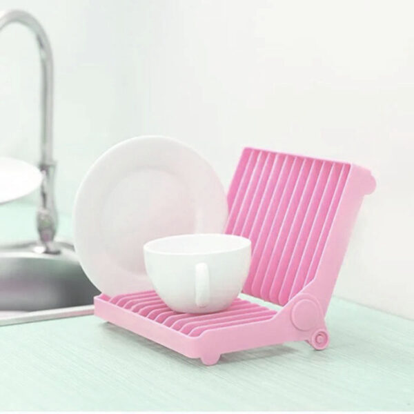 Compact Folding Mini Dish Drainer | Pink