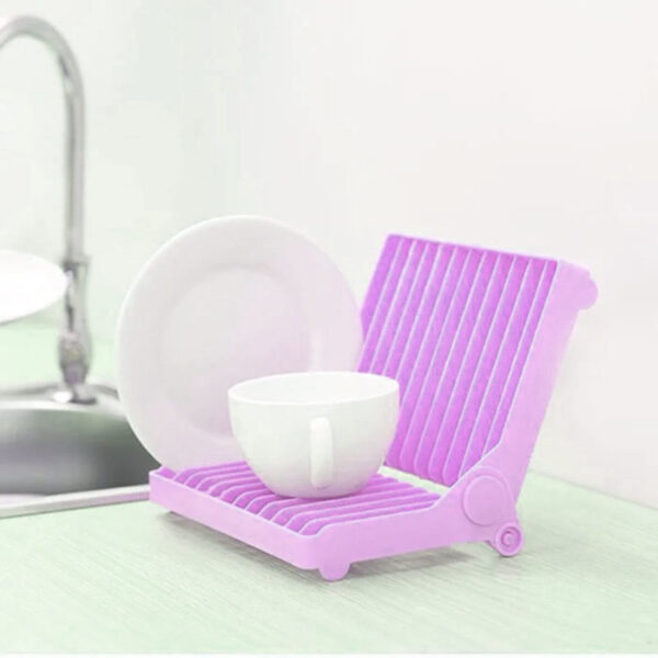 Compact Folding Mini Dish Drainer | Purple