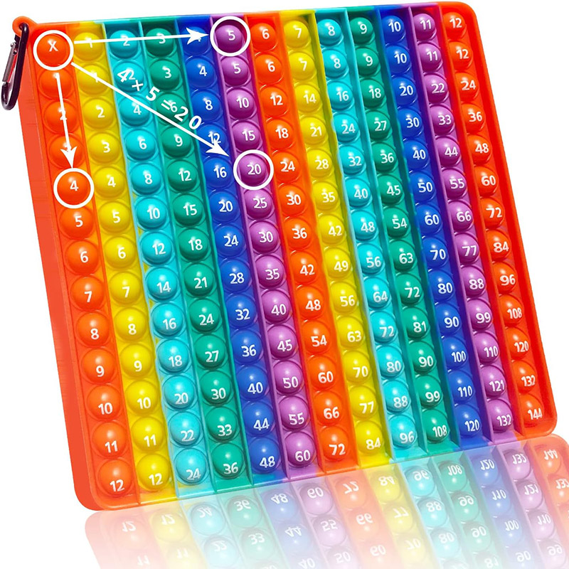 Table De Multiplication En Silicone à Presser - Jeu Éducatif Arc-en-Ciel Pour Enfants (20x20 Cm)